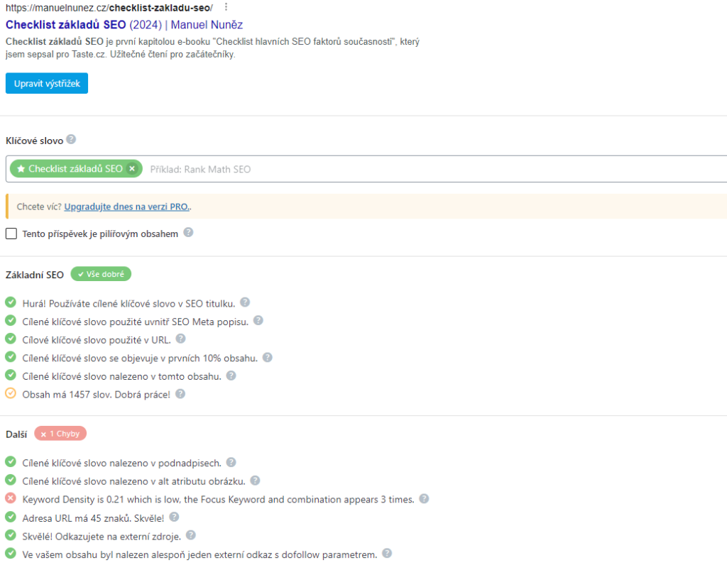 Rank Math SEO - ukÃ¡zka rozhranÃ­ pluginu